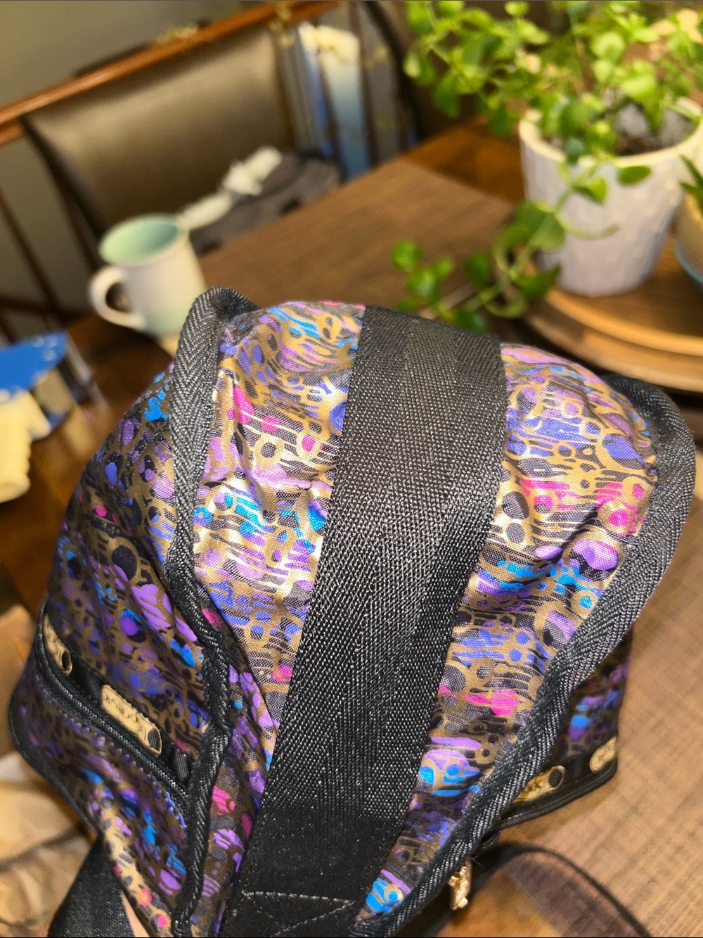 Lesportsac Black Crossbody with Purple and Blue Metallic Accents - Picture 7 of 7
